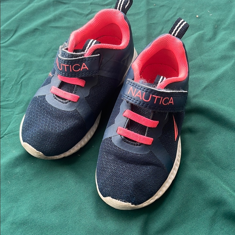 Nautica Blue and Pink Sneakers with Velcro Closure